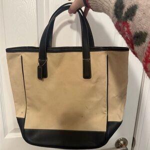 Coach Black and Tan Leather Tag